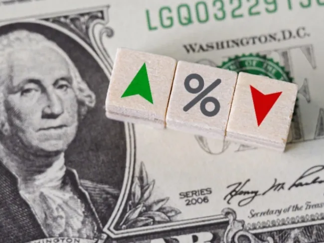 dollar bill with percentage growth